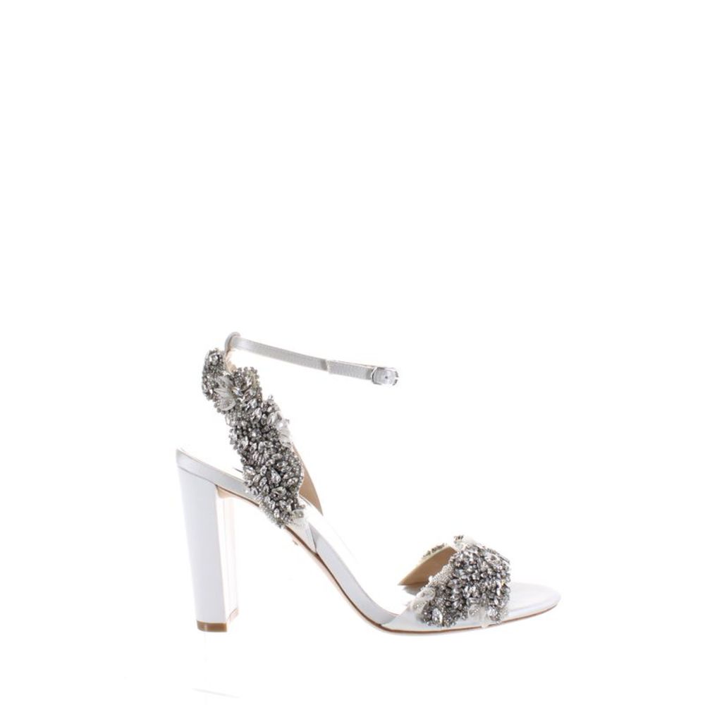 Badgley Mischka Womens Libby Silver Ankle Strap Heels Size 7 Medium (B, M)